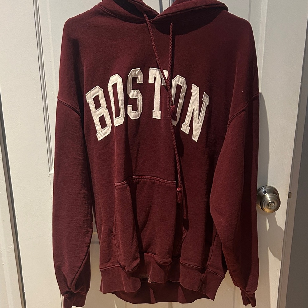 Brandy Melville Boston Maroon Hoodie Sweater